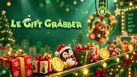 Karya seni mesin capit arcade meriah untuk pratinjau slot Le Gift Grabber